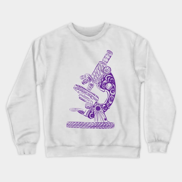 Scientific Microscope Line Drawing (Squid Ink Violet) Crewneck Sweatshirt by littlecurlew